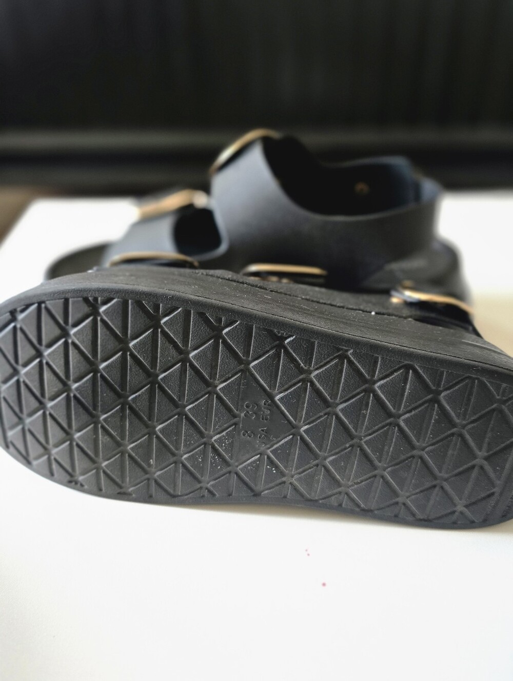 Jeffrey Campbell Black Platform Sandals with Gold Buckles 8 / 39 - Picture 7 of 7